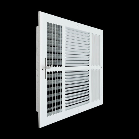 14x14 Duct Opening | 3 WAY Steel Air Supply Diffuser for Sidewall and Ceiling | White | Outer Dimension: 15-3/4"W X 15-3/4"H