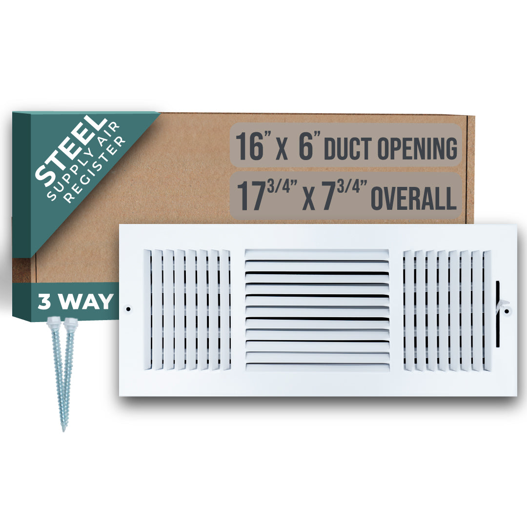 Steel Air Supply Diffuser 3 WAY | White Vent Cover Grille for Sidewall and Ceiling