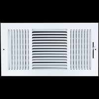 airgrilles 16 x 8 duct opening  -  3 way steel air supply diffuser for sidewall and ceiling hnd-asg-wh-3way-16x8 764613097573 - 1