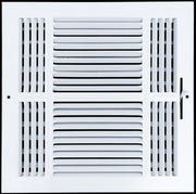 12 x 12-inch White Steel flat stamped supply register, front view