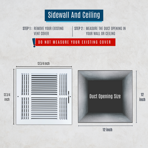 12 X 12 Duct Opening | 4 WAY Steel Air Supply Diffuser for Sidewall and Ceiling