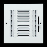 6x6 4-Way White Steel Air Supply Register, Directional Register Vent Cover for Sidewall Or Ceiling