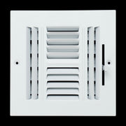 6 x 6-inch White Steel flat stamped supply register, front view