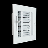 6x6 Duct Opening | 4 WAY Steel Air Supply Diffuser for Sidewall and Ceiling | White | Outer Dimension: 7-3/4"W X 7-3/4"H