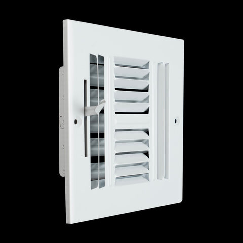 6x6 Duct Opening | 4 WAY Steel Air Supply Diffuser for Sidewall and Ceiling | White | Outer Dimension: 7-3/4"W X 7-3/4"H