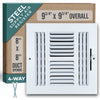 Steel Air Supply HVAC Diffuser 4 WAY | White Vent Cover Grille for Sidewall and Ceiling
