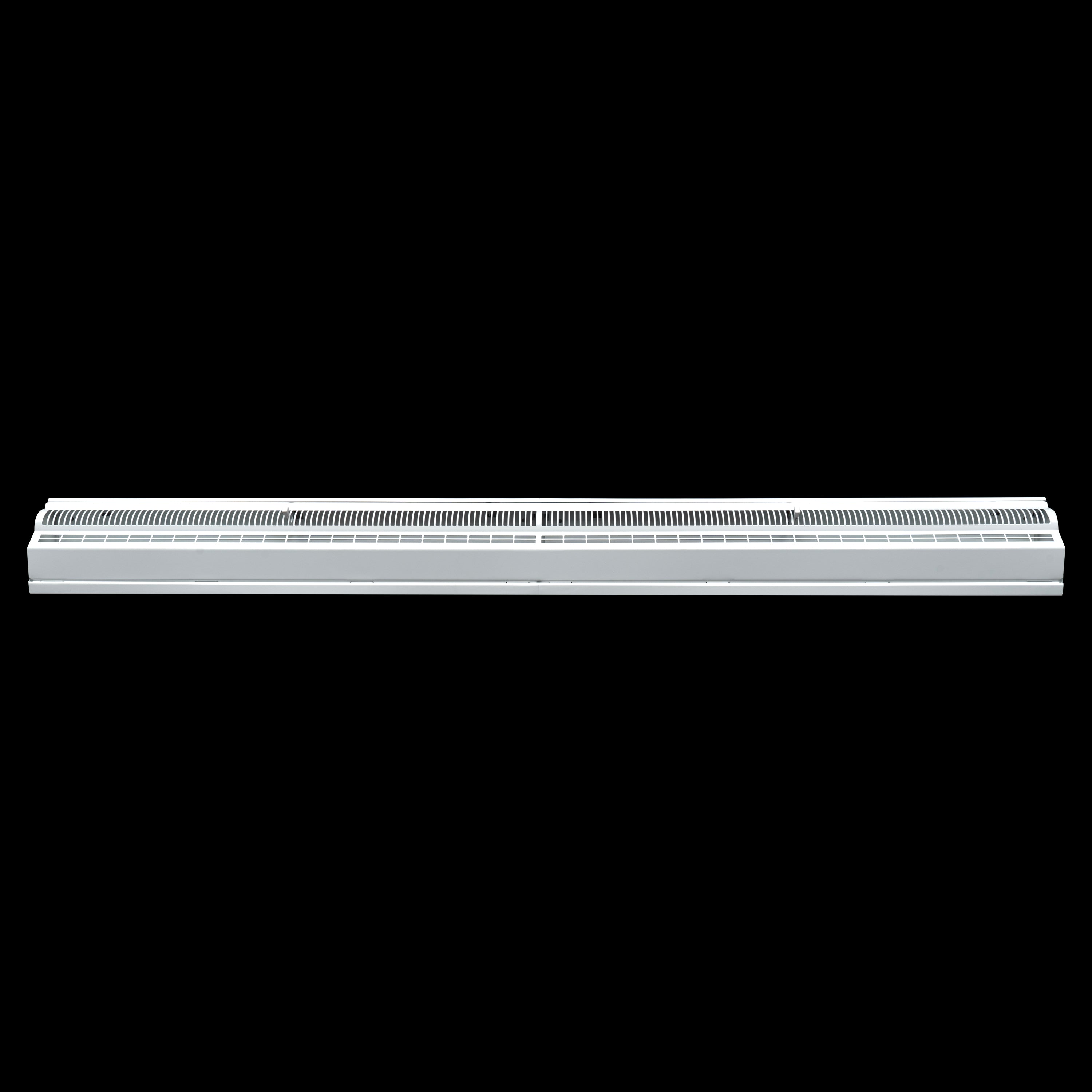 48" White Steel corner baseboard supply register, front view