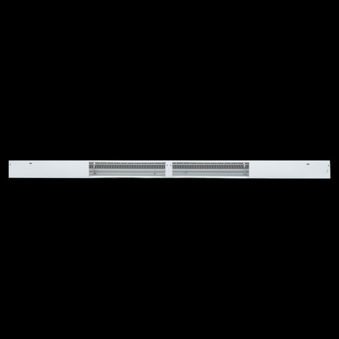 48" White Steel corner baseboard supply register, rear view