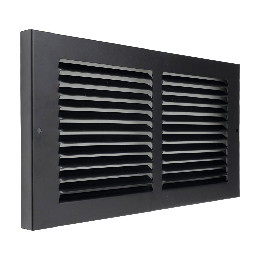 Fits 12x6 Duct Opening | Steel Baseboard Return Air Grille by Handua | Vent Cover Grill | 7/8" Margin Turnback [Depth] to Fit Baseboard | Black | Outer Dimensions: 13.75"W X 7.75 "H