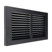 12 x 6-inch Black Steel baseboard return grille, angled view