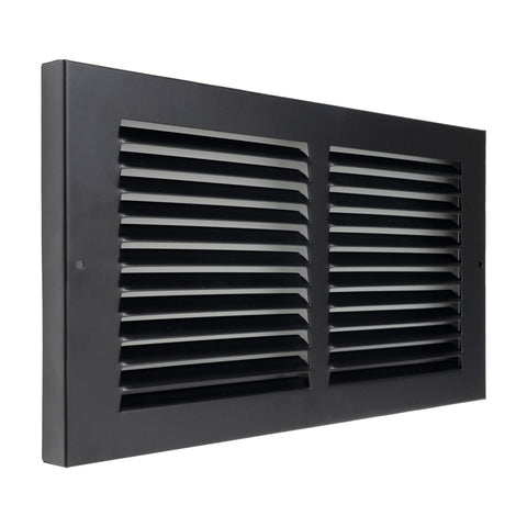 Fits 12x6 Duct Opening | Steel Baseboard Return Air Grille by Handua | Vent Cover Grill | 7/8" Margin Turnback [Depth] to Fit Baseboard | Black | Outer Dimensions: 13.75"W X 7.75 "H