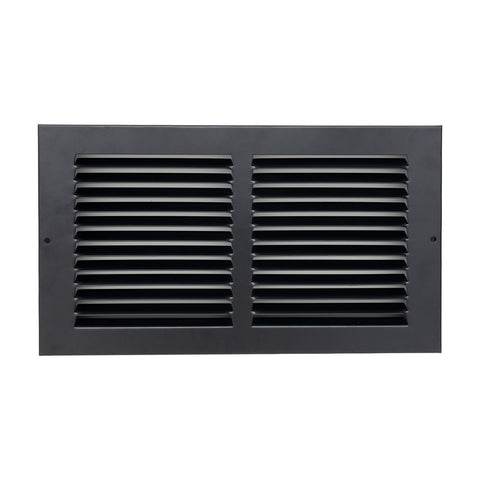 12"x6" Steel Baseboard Return Air Grille | Black | Outer Dimension: 13-3/4"W X 7-3/4"H