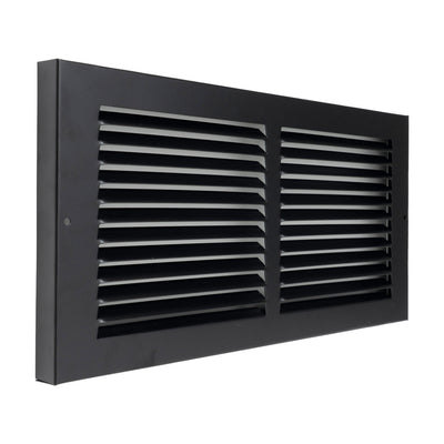14"x6" Steel Baseboard Return Air Grille | Black | Outer Dimension: 15-3/4"W X 7-3/4"H