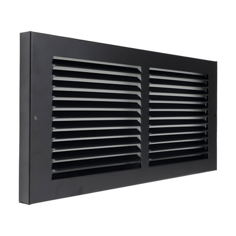 Fits 14x6 Duct Opening | Steel Baseboard Return Air Grille by Handua | Vent Cover Grill | 7/8" Margin Turnback [Depth] to Fit Baseboard | Black | Outer Dimensions: 15.75"W X 7.75 "H
