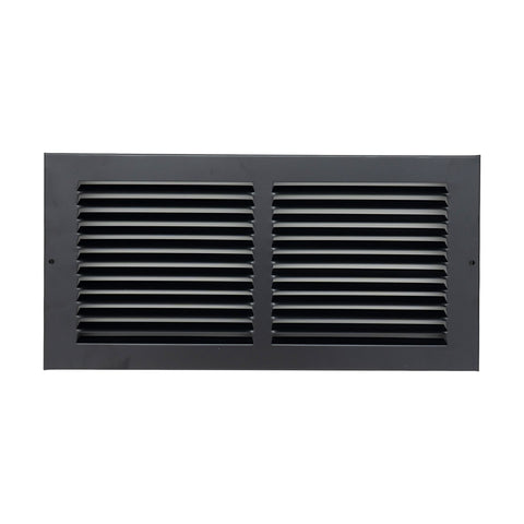 14"x6" Steel Baseboard Return Air Grille | Black | Outer Dimension: 15-3/4"W X 7-3/4"H