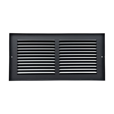 14"x6" Steel Baseboard Return Air Grille | Black | Outer Dimension: 15-3/4"W X 7-3/4"H