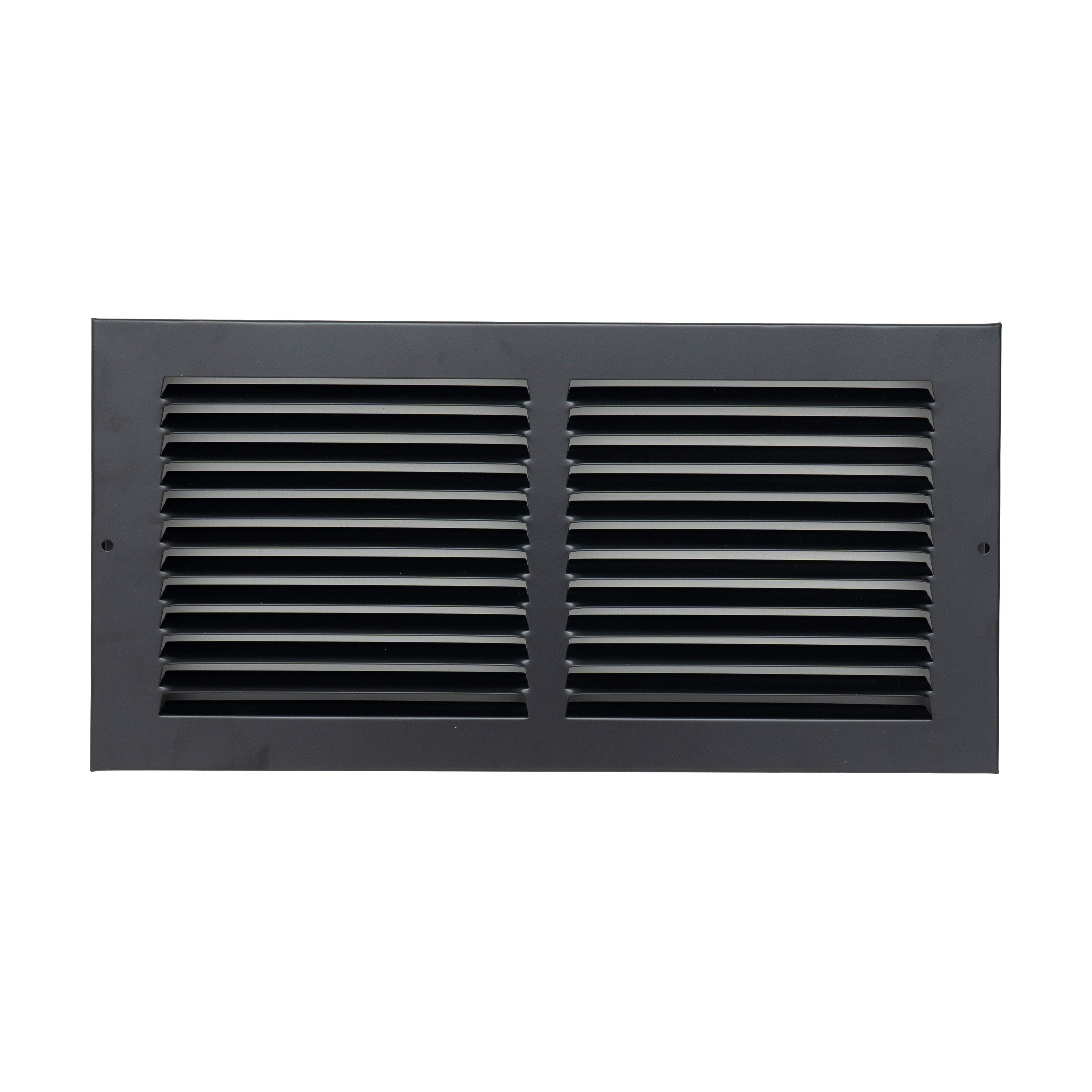 14 x 6-inch Black Steel baseboard return grille, front view