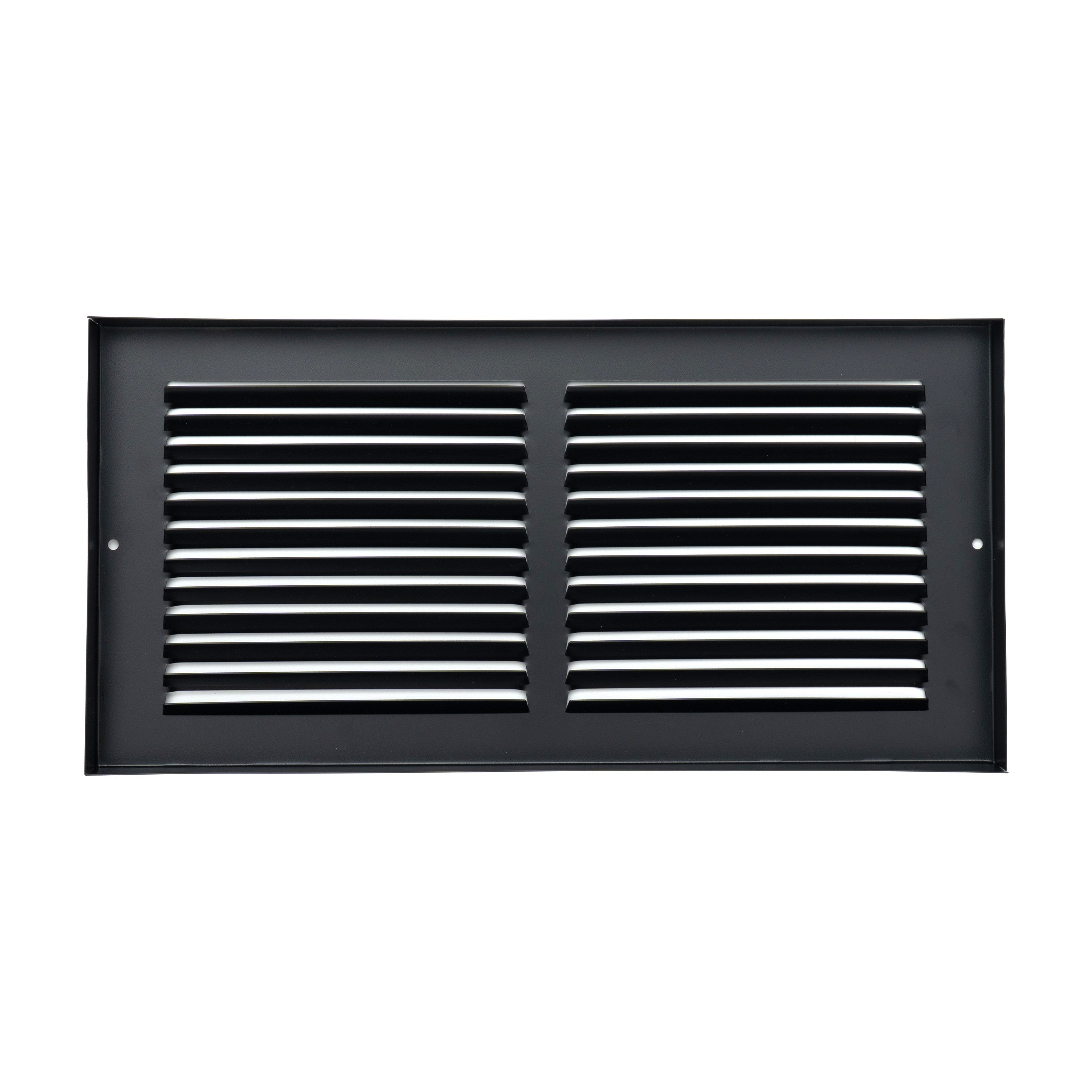 14 x 6-inch Black Steel baseboard return grille, rear view