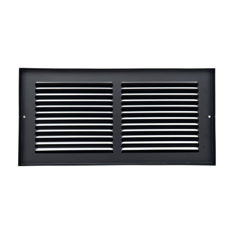 14 x 6-inch Black Steel baseboard return grille, rear view