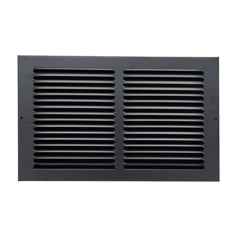 14"x8" Steel Baseboard Return Air Grille | Black | Outer Dimension: 15-3/4"W X 9-3/4"H