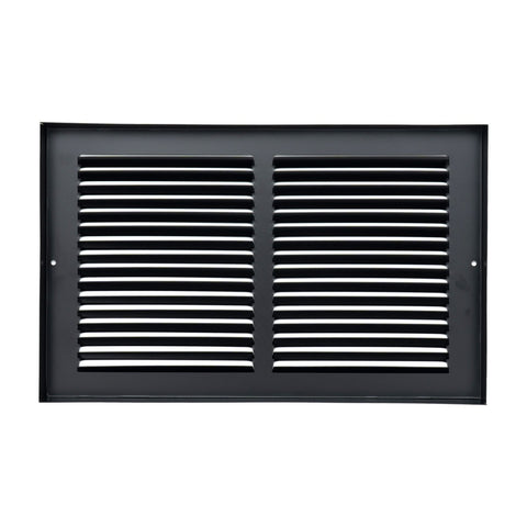 14"x8" Steel Baseboard Return Air Grille | Black | Outer Dimension: 15-3/4"W X 9-3/4"H