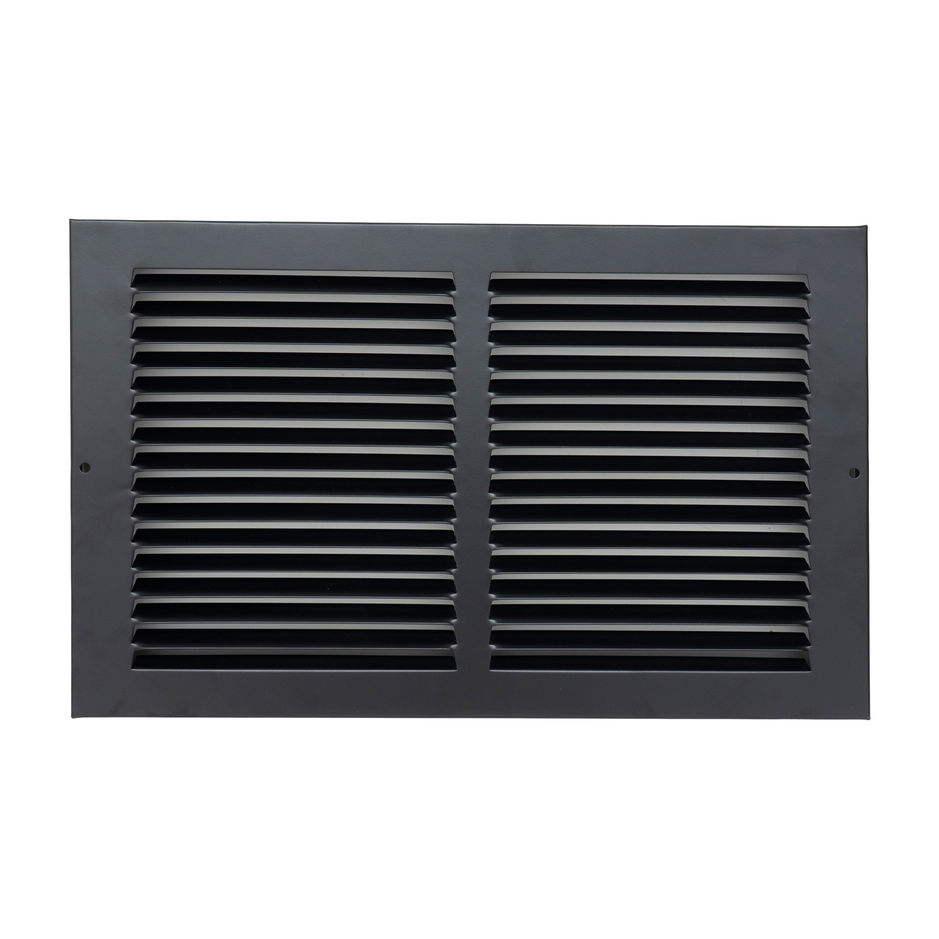 14 x 8-inch Black Steel baseboard return grille, front view