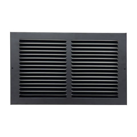 14 x 8-inch Black Steel baseboard return grille, front view