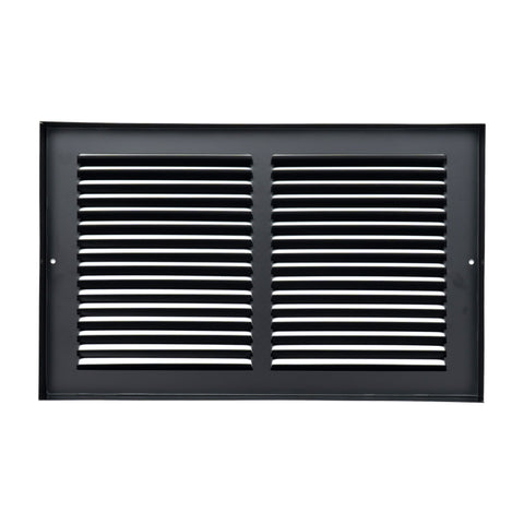 14 x 8-inch Black Steel baseboard return grille, rear view