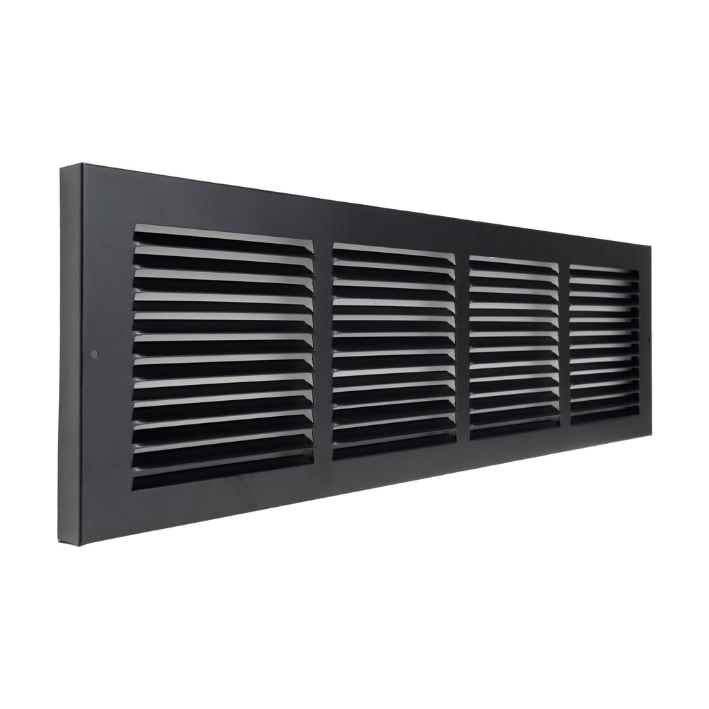 Fits 24x6 Duct Opening | Steel Baseboard Return Air Grille by Handua | Vent Cover Grill | 7/8" Margin Turnback [Depth] to Fit Baseboard | Black | Outer Dimensions: 25.75"W X 7.75 "H