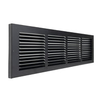 Fits 24x6 Duct Opening | Steel Baseboard Return Air Grille by Handua | Vent Cover Grill | 7/8" Margin Turnback [Depth] to Fit Baseboard | Black | Outer Dimensions: 25.75"W X 7.75 "H