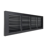 24 x 6-inch Black Steel baseboard return grille, angled view