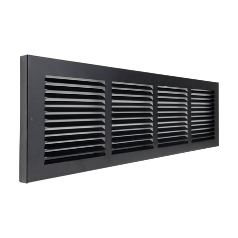 Fits 24x6 Duct Opening | Steel Baseboard Return Air Grille by Handua | Vent Cover Grill | 7/8" Margin Turnback [Depth] to Fit Baseboard | Black | Outer Dimensions: 25.75"W X 7.75 "H