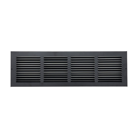 24 x 6-inch Black Steel baseboard return grille, front view