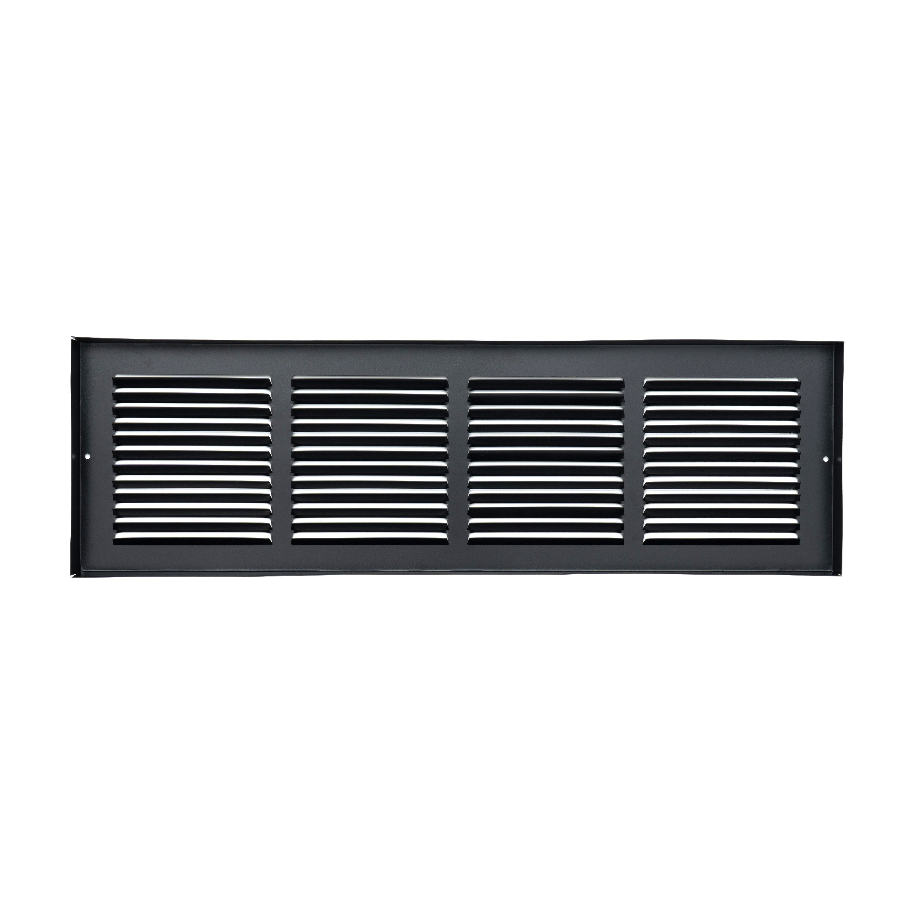 24 x 6-inch Black Steel baseboard return grille, rear view