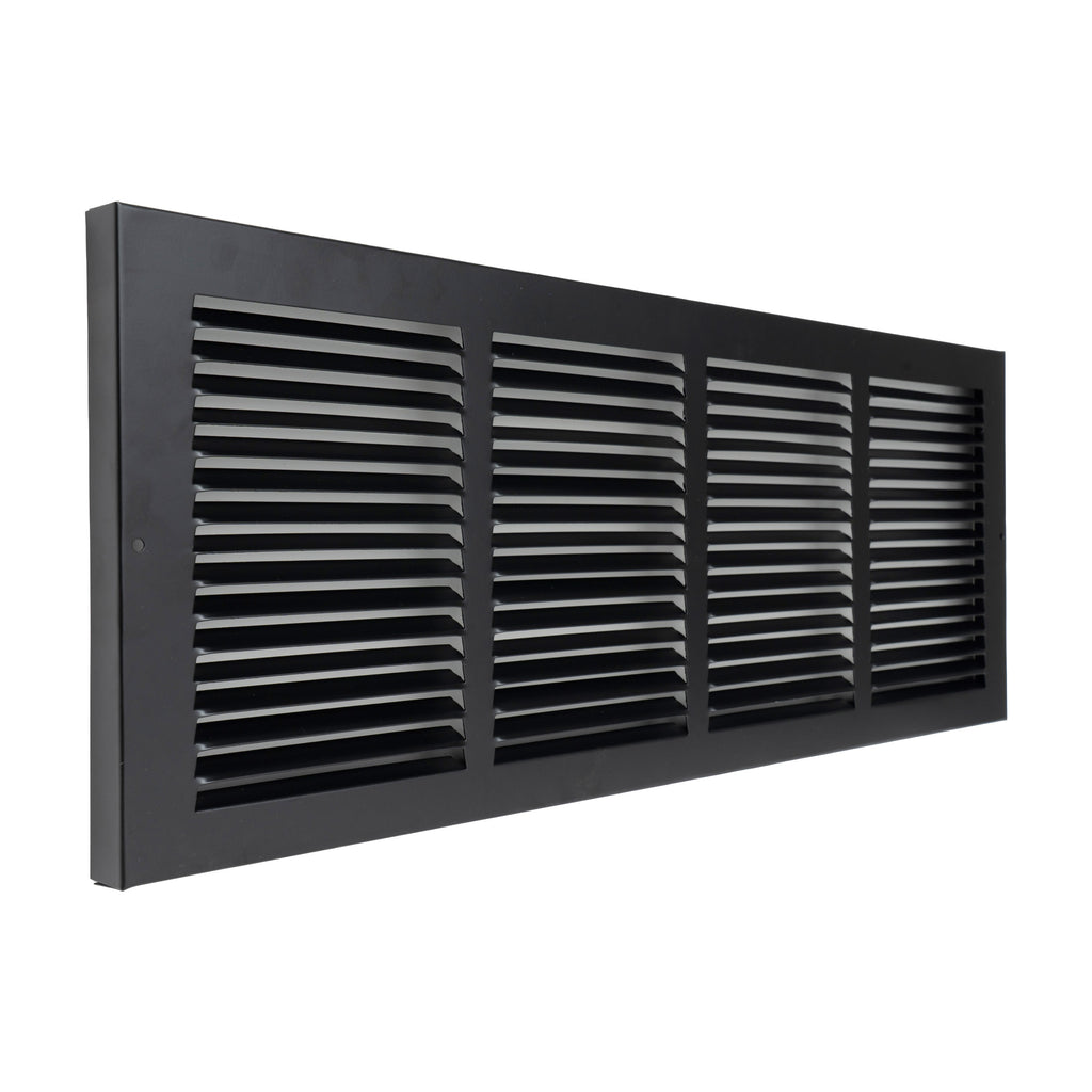 Fits 24x8 Duct Opening | Steel Baseboard Return Air Grille by Handua | Vent Cover Grill | 7/8" Margin Turnback [Depth] to Fit Baseboard | Black | Outer Dimensions: 25.75"W X 9.75 "H