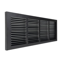 Fits 24x8 Duct Opening | Steel Baseboard Return Air Grille by Handua | Vent Cover Grill | 7/8" Margin Turnback [Depth] to Fit Baseboard | Black | Outer Dimensions: 25.75"W X 9.75 "H