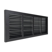24 x 8-inch Black Steel baseboard return grille, angled view