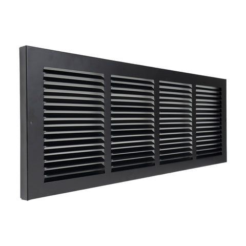 Fits 24x8 Duct Opening | Steel Baseboard Return Air Grille by Handua | Vent Cover Grill | 7/8" Margin Turnback [Depth] to Fit Baseboard | Black | Outer Dimensions: 25.75"W X 9.75 "H
