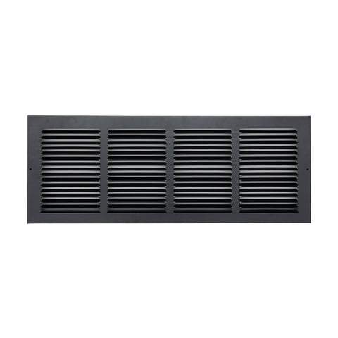 24"x8" Steel Baseboard Return Air Grille | Black | Outer Dimension: 25-3/4"W X 9-3/4"H