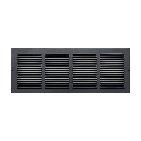 24 x 8-inch Black Steel baseboard return grille, front view