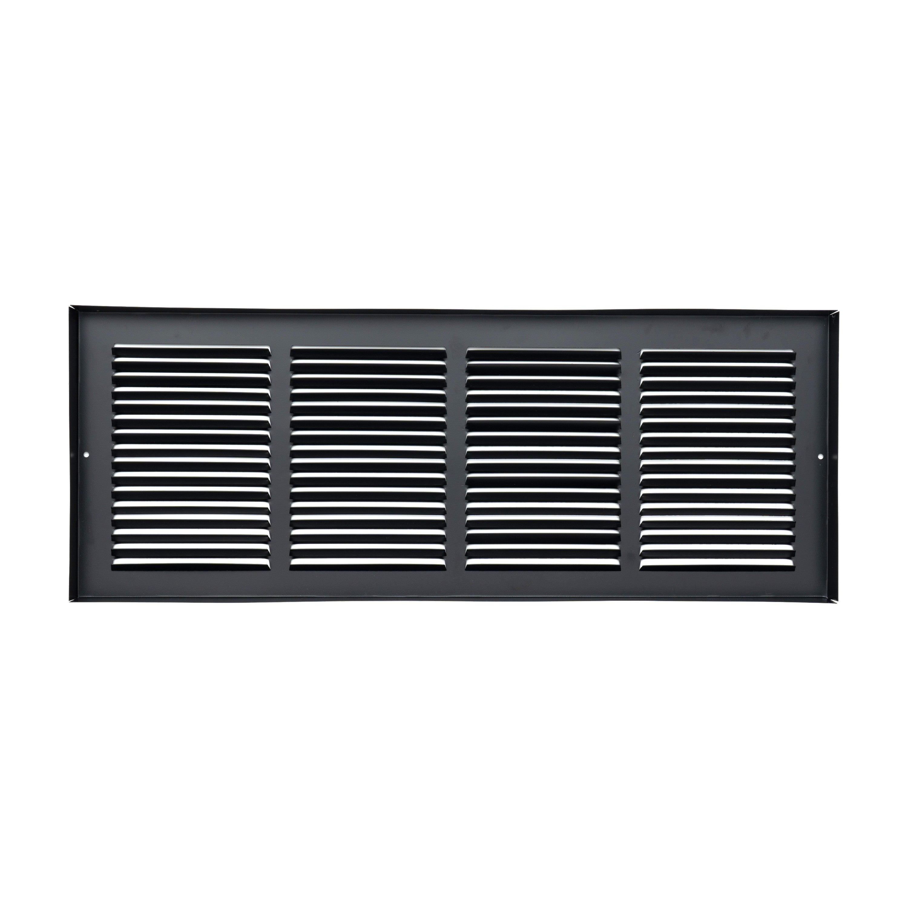 24 x 8-inch Black Steel baseboard return grille, rear view