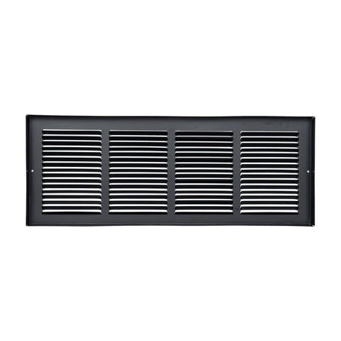 24 x 8-inch Black Steel baseboard return grille, rear view