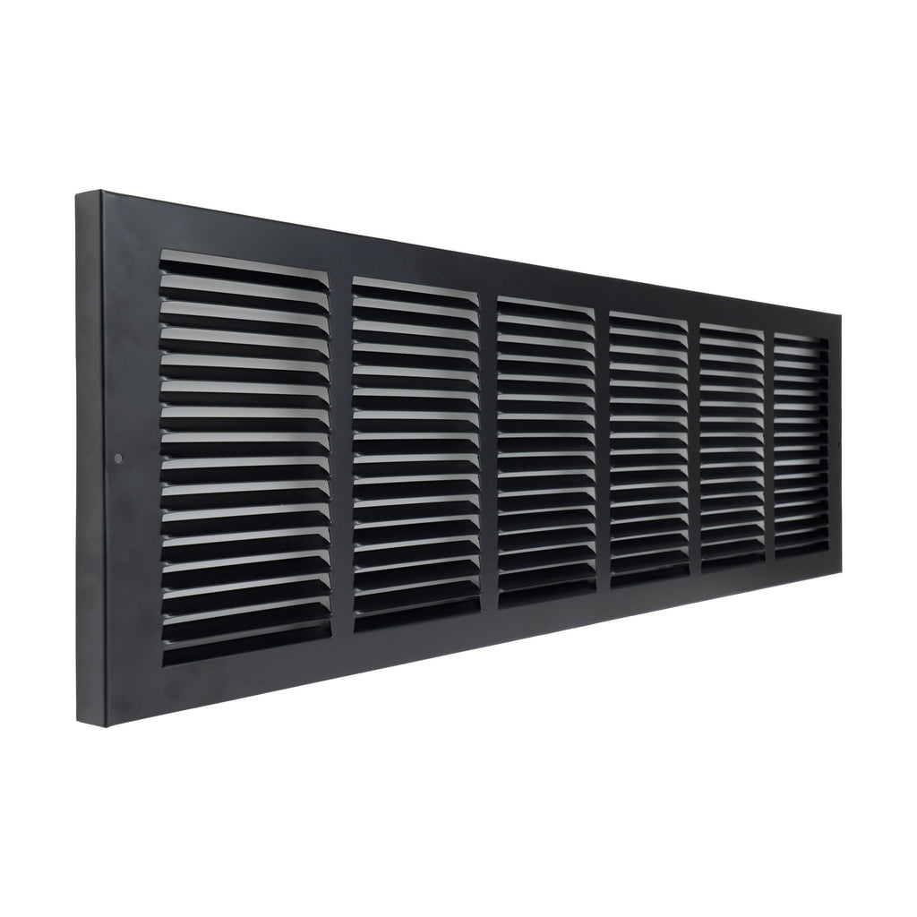 Fits 30x8 Duct Opening | Steel Baseboard Return Air Grille by Handua | Vent Cover Grill | 7/8" Margin Turnback [Depth] to Fit Baseboard | Black | Outer Dimensions: 31.75"W X 9.75 "H