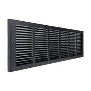 30 x 8-inch Black Steel baseboard return grille, angled view