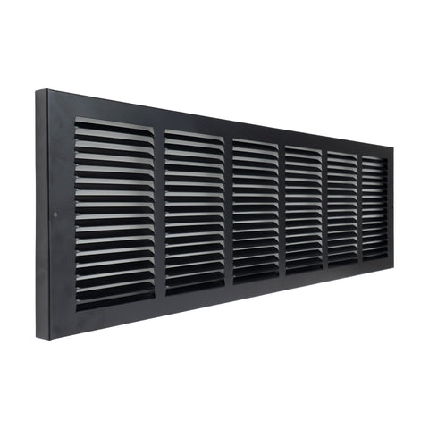 Fits 30x8 Duct Opening | Steel Baseboard Return Air Grille by Handua | Vent Cover Grill | 7/8" Margin Turnback [Depth] to Fit Baseboard | Black | Outer Dimensions: 31.75"W X 9.75 "H