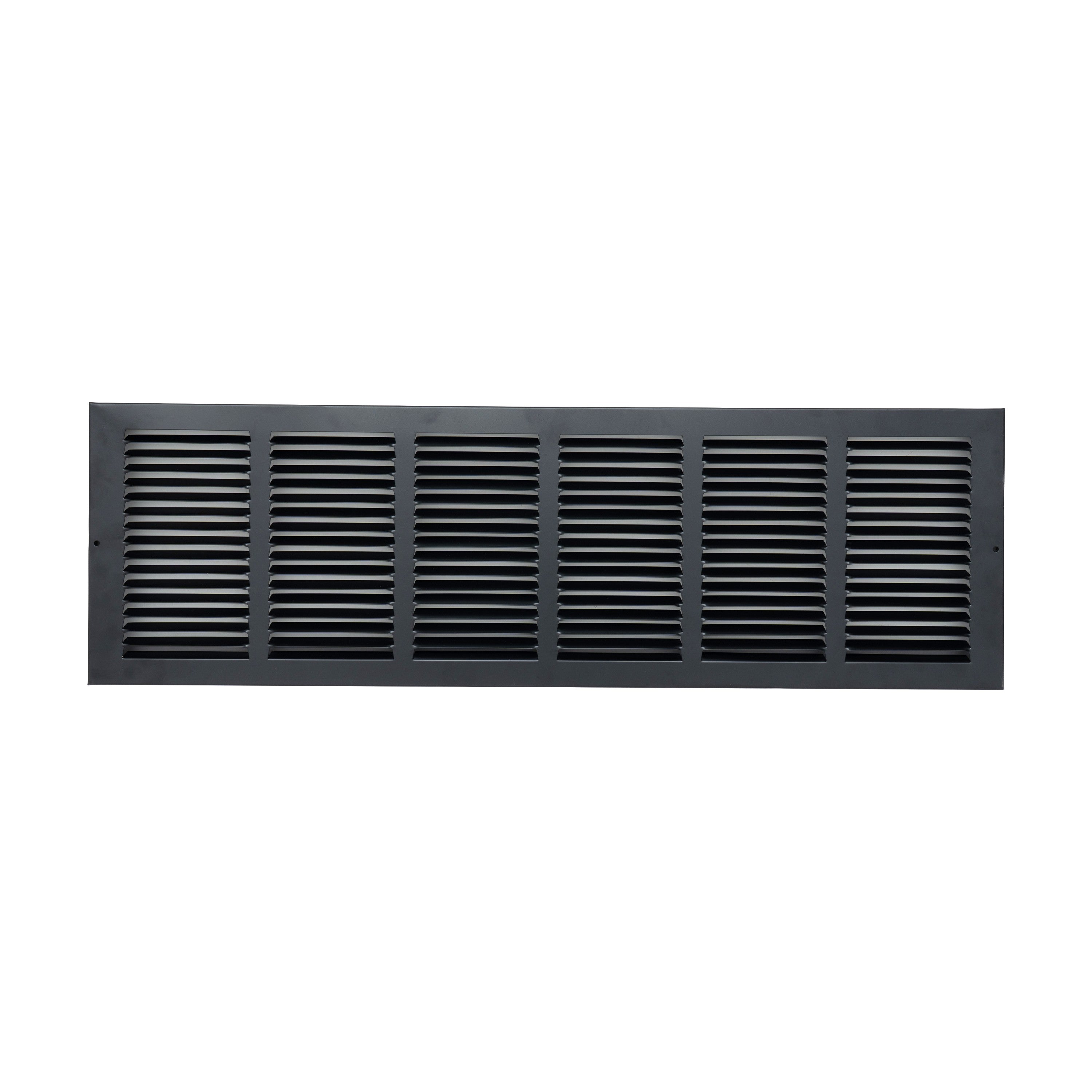 30 x 8-inch Black Steel baseboard return grille, front view
