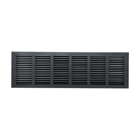 30 x 8-inch Black Steel baseboard return grille, front view