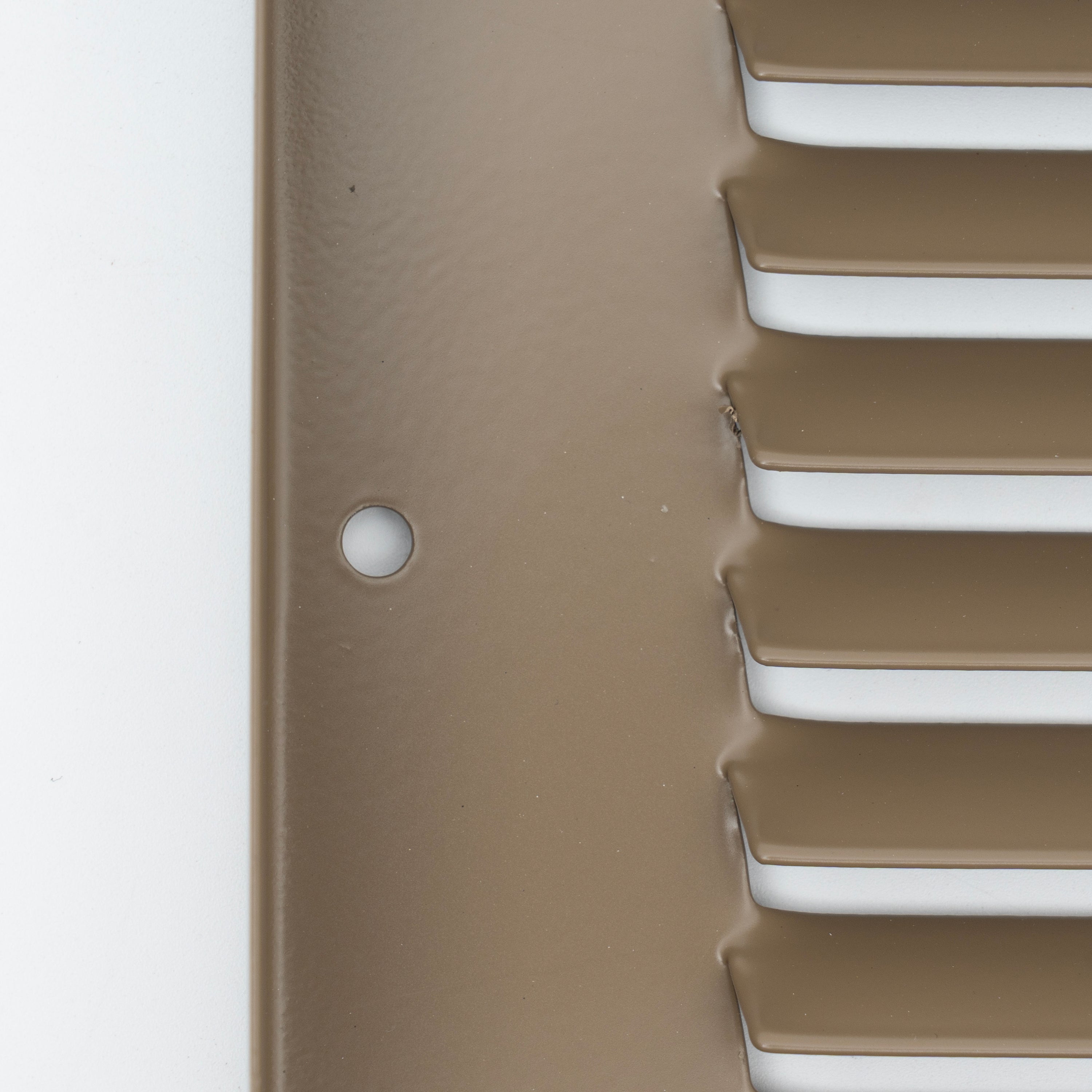 14 x 8-inch Brown Steel baseboard return grille, mounting screw detail