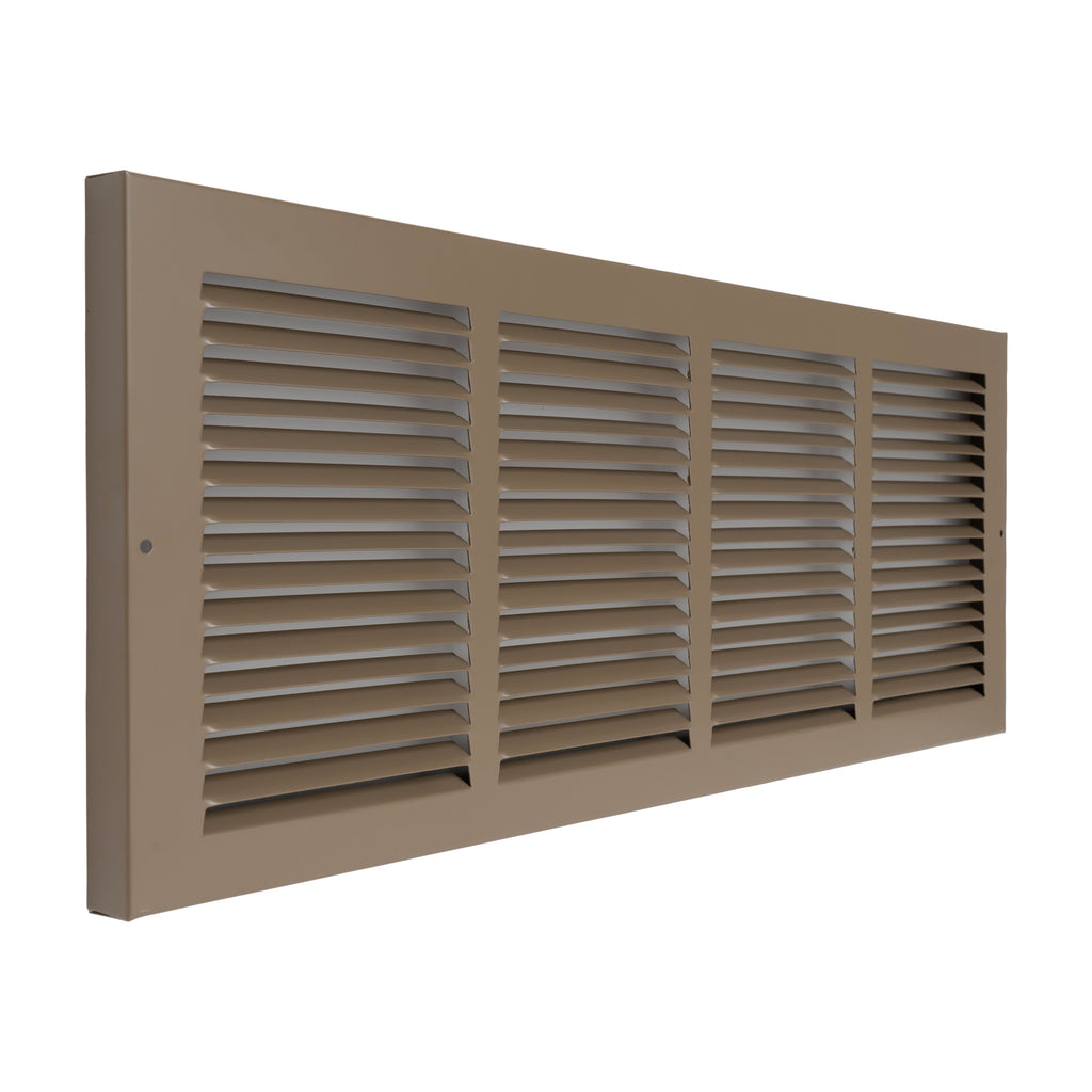 Fits 24x8 Duct Opening | Steel Baseboard Return Air Grille by Handua | Vent Cover Grill | 7/8" Margin Turnback [Depth] to Fit Baseboard | Brown | Outer Dimensions: 25.75"W X 9.75 "H