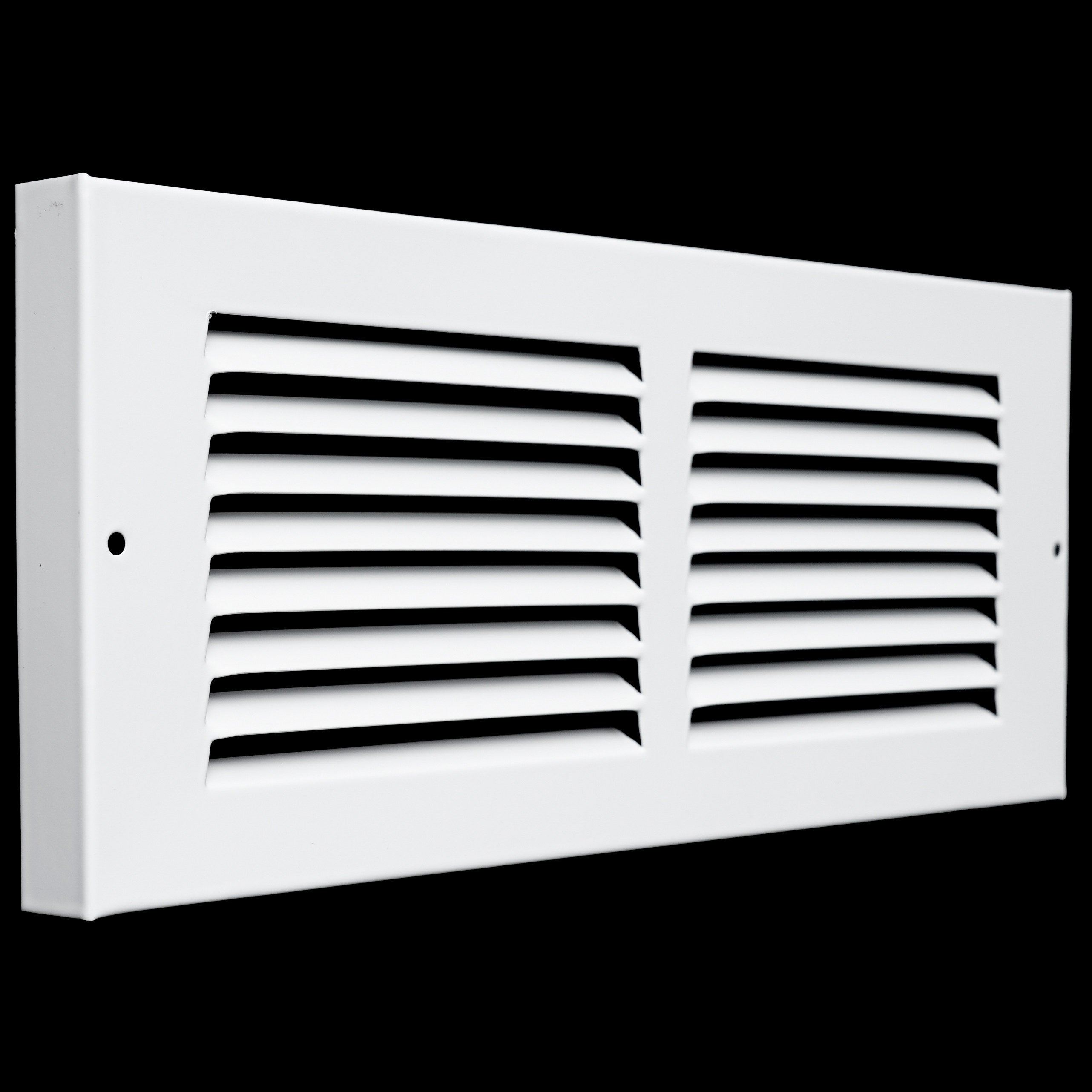 12 x 4-inch White Steel baseboard return grille, angled view